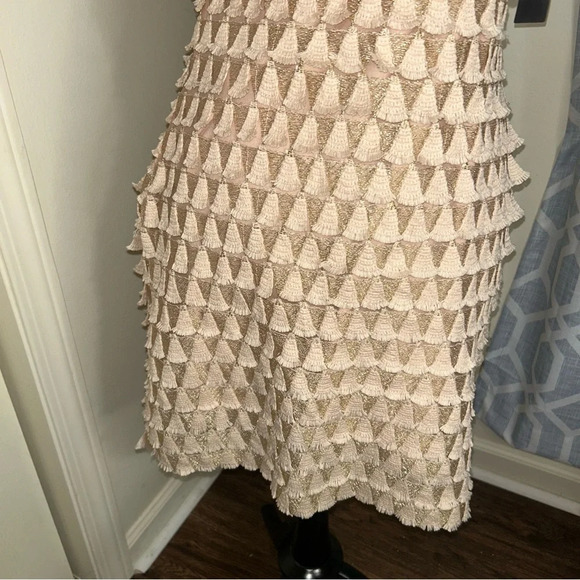 Lulu’s What a Frill Blush and Gold Embroidered Strapless Mini Dress - Picture 4 of 8